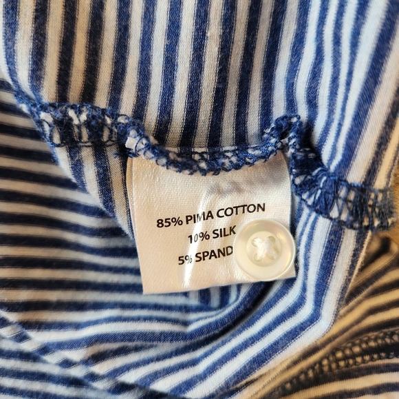 Blue Striped Cotton/Silk Peter Millar Polo Shirt Size XL - Picture 5 of 6